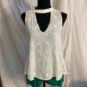 White eyelet tank top